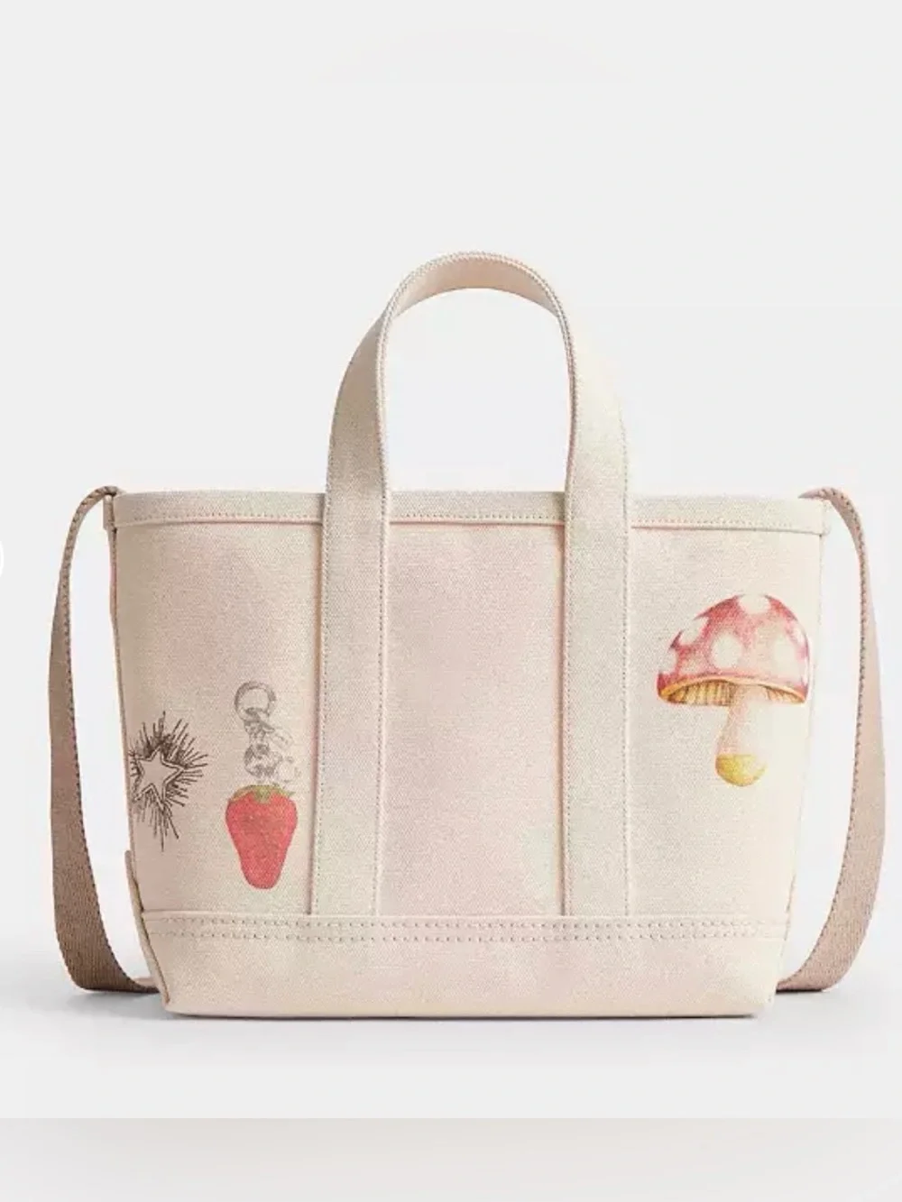 🩷Coach NWT Canvas Utility Tote 27 with Pink Teddy Bear Sketch Print